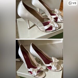 k a t e  s p a d e • ivory satin • heels with bow